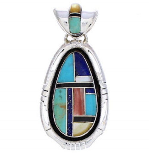 Southwest Multicolor Sterling Silver Jewelry Pendant EX29681