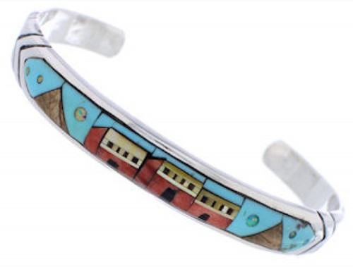 Native American Design Multicolor Sterling Silver Bracelet MX27568