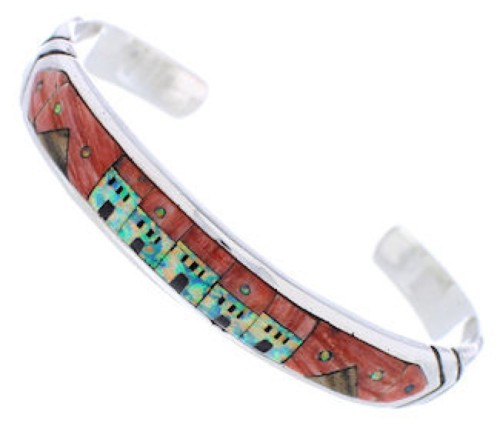 Multicolor Native American Village Design Cuff Bracelet MX27592