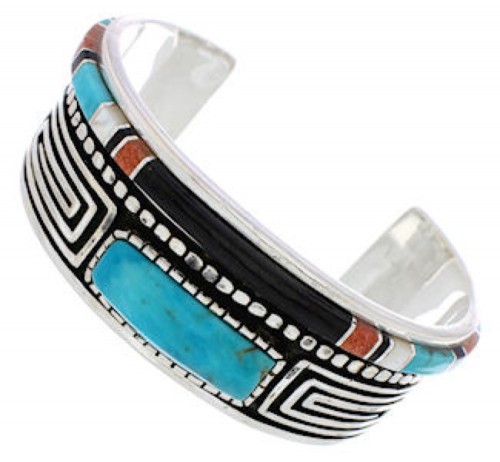 Sterling Silver Water Wave Multicolor Jewelry Cuff Bracelet MX27532