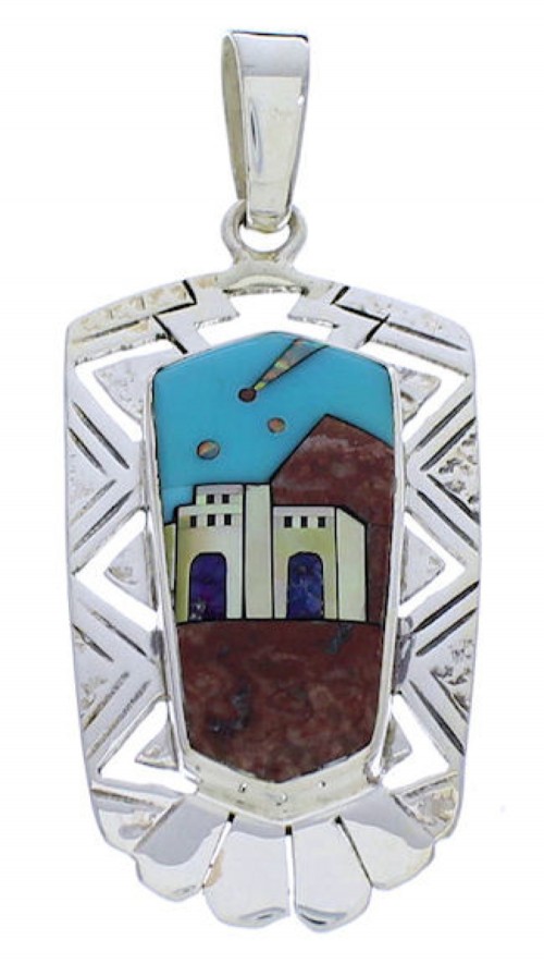 Silver Multicolor Native American Design Pendant Jewelry PX29759