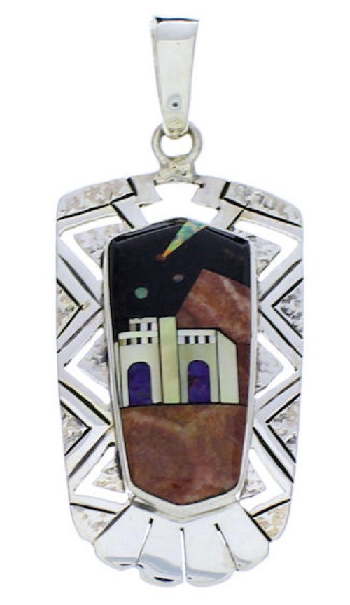 Native American Design Silver Multicolor Pendant Jewelry PX29758