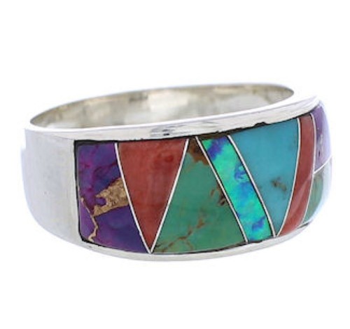 Silver Multicolor WhiteRock Sunrise Ring Size 8-1/2 PX38346