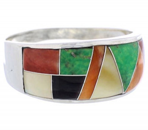 Sunset Multicolor Inlay WhiteRock Ring Size 8-3/4 PX38385