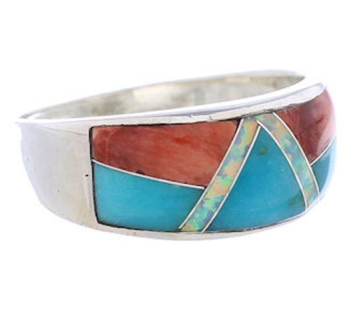 Genuine Sterling Silver WhiteRock Multicolor Ring Size 8-3/4 PX38505