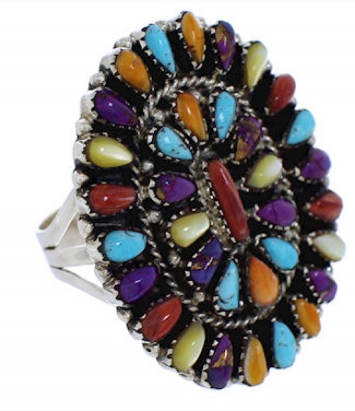 Multicolor Sterling Silver Jewelry Ring Size 8-1/4 AX37772