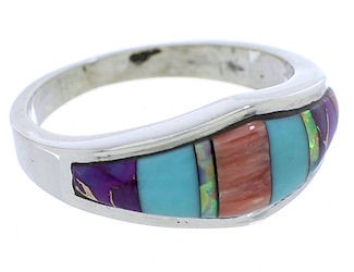 Turquoise Multicolor Genuine Sterling Silver Ring Size 5-3/4 EX51006