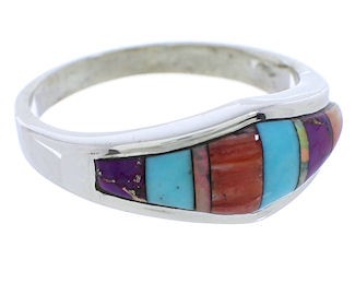 Multicolor Sterling Silver Southwest Ring Size 6-3/4 EX51011