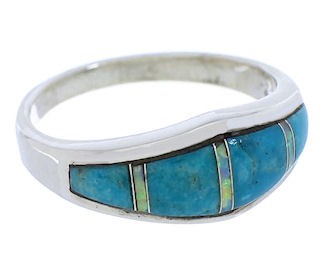 Turquoise Opal Sterling Silver Southwest Ring Size 7-3/4 EX51040