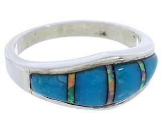 Sterling Silver Turquoise Opal Southwest Ring Size 5-3/4 EX51041