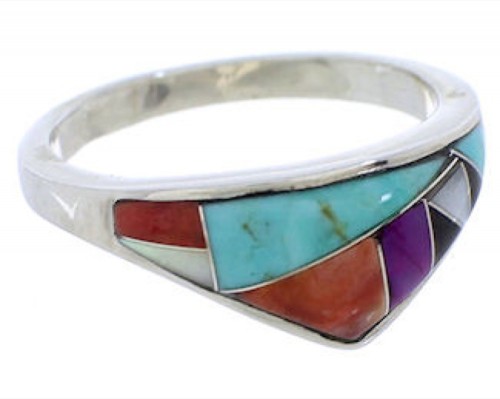 Sterling Silver Southwest Multicolor Ring Size 5-3/4 JX38040