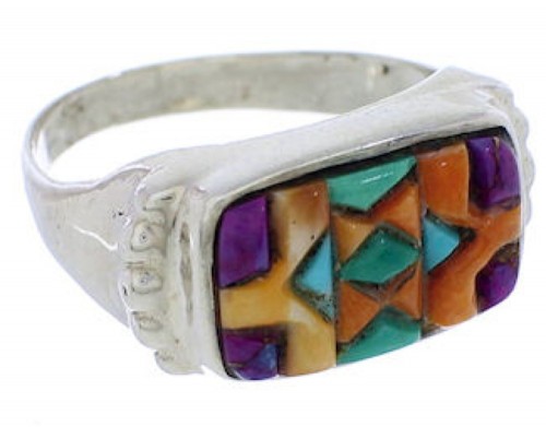 Genuine Silver Turquoise Multicolor Southwest Ring Size 7 JX38072