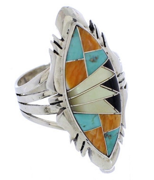 Multicolor Southwest Authentic Sterling Silver Ring Size 6-3/4 JX38187