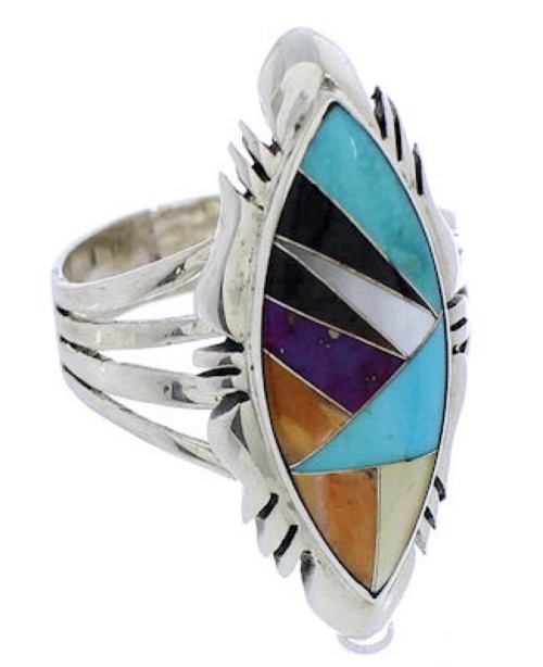 Multicolor Southwest Sterling Silver Ring Size 8-3/4 JX38214