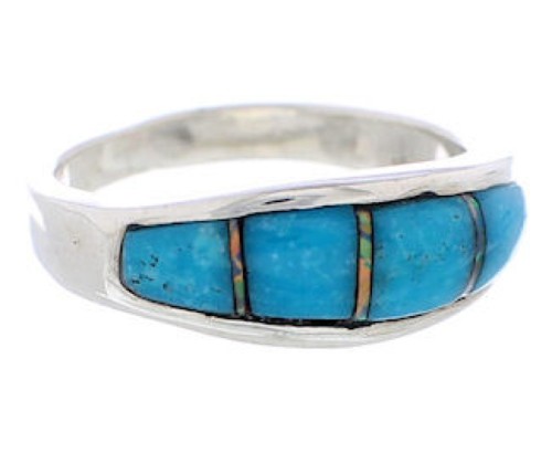 Opal And Turquoise Southwest Sterling Silver Ring Size 6-1/4 CX50624