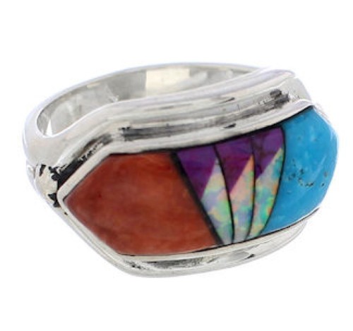 Multicolor Sterling Silver Southwestern Ring Size 6-3/4 CX50760