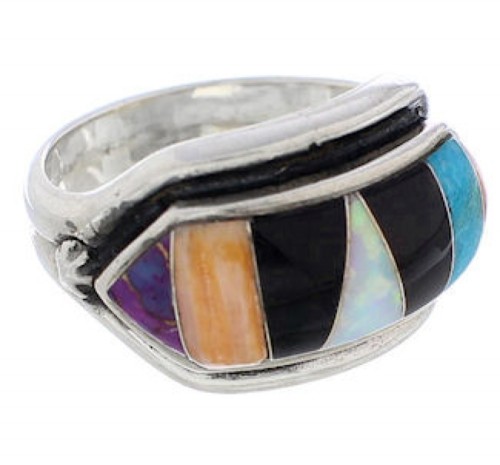 Authentic Silver Multicolor Southwestern Ring Size 5-1/2 CX50761