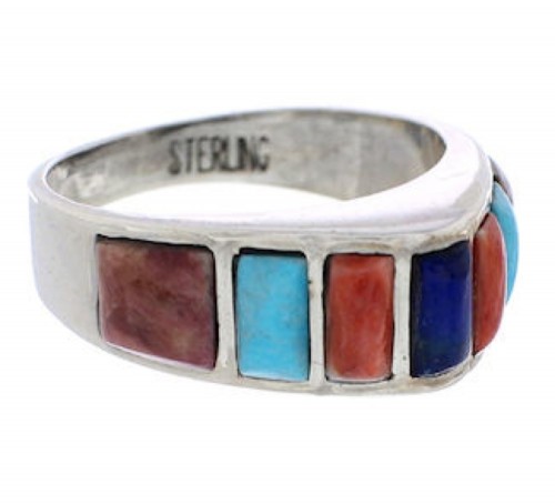 Southwest Multicolor Authentic Sterling Silver Ring Size 7 CX50864