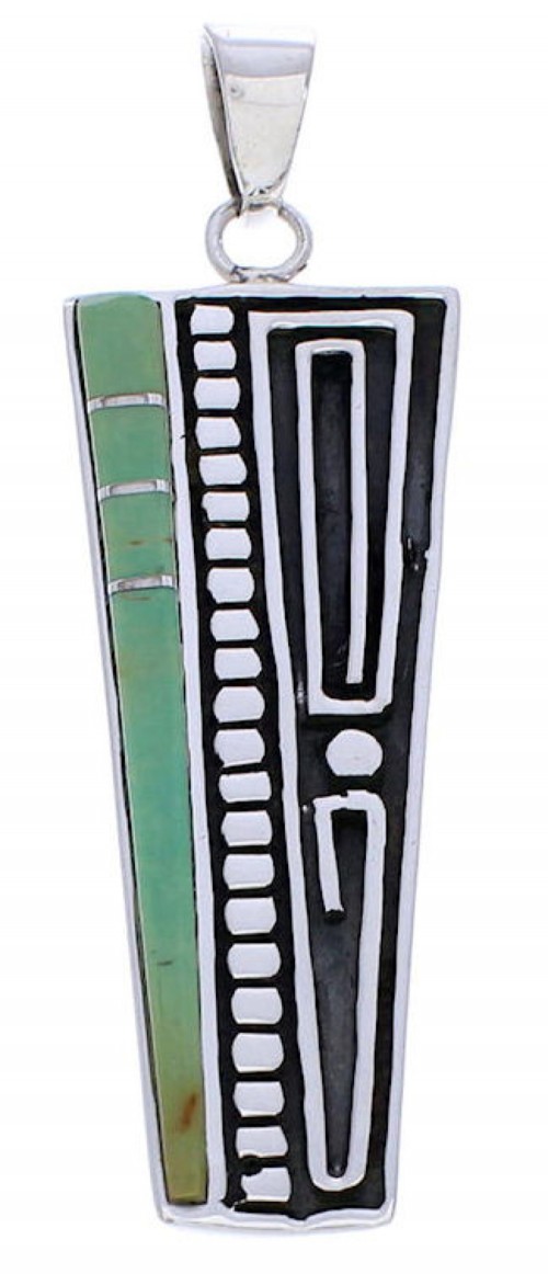 Southwest Sterling Silver Turquoise Inlay Pendant EX30697