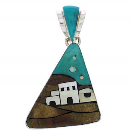 Multicolor Native American Village Design Southwestern Pendant EX30722