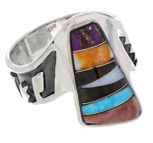 Southwest Sterling Silver Multicolor Ring Size 7 EX61091