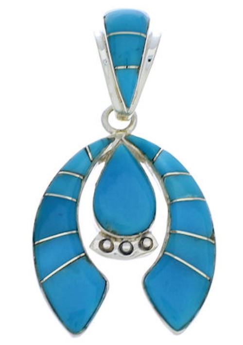 Turquoise Inlay Silver Naja Pendant PX23876