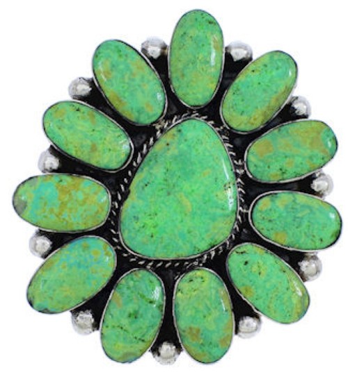 Silver Turquoise Large Statement Ring Size 6-1/2 YX35511