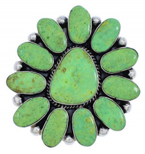 Large Statement Sterling Silver Turquoise Ring Size 6-3/4 YX35593