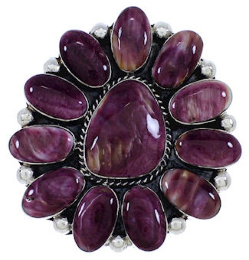 Large Statement Purple Oyster Shell Silver Ring Size 8-1/2 YX36012