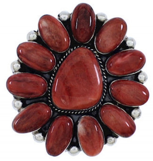 Large Statement Red Oyster Silver Southwest Ring Size 8-3/4 YX36026