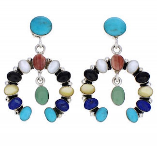 Multicolor Naja Earrings Sterling Silver Southwest Jewelry JX23042