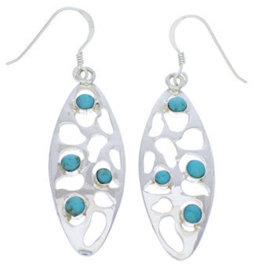 Southwest Turquoise Sterling Silver Hook Earrings Jewelry JX22911