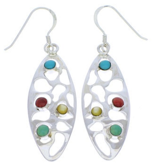 Southwest Multicolor Sterling Silver Hook Earrings Jewelry JX22915