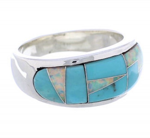 Sterling Silver Opal And Turquoise Southwest Ring Size 6-1/2 CX50061