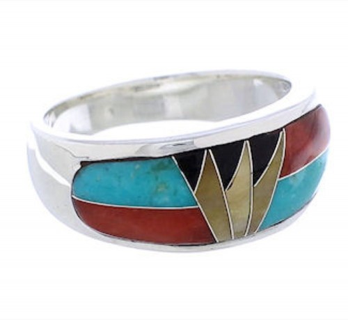 Genuine Sterling Silver Southwest Multicolor Ring Size 6-3/4 CX50081