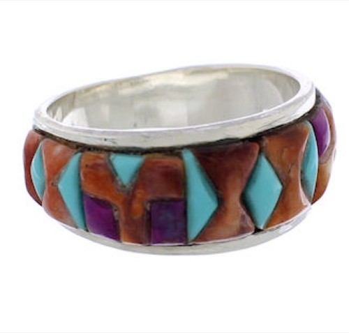 Authentic Sterling Silver Multicolor Southwest Ring Size 6-1/2 CX50090