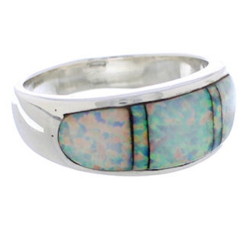 Southwest Opal Inlay Genuine Sterling Silver Ring Size 6-1/2 CX50098