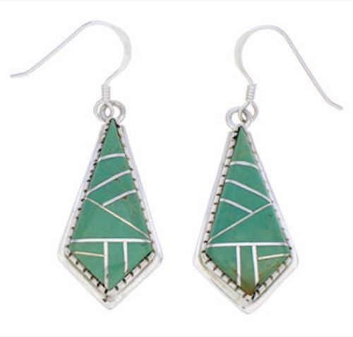 Southwest Silver Turquoise Inlay Earrings FX31322