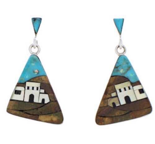 Multicolor Native American Village Design Earrings FX31342