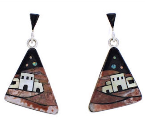 Multicolor Native American Pueblo Design Earrings FX31340
