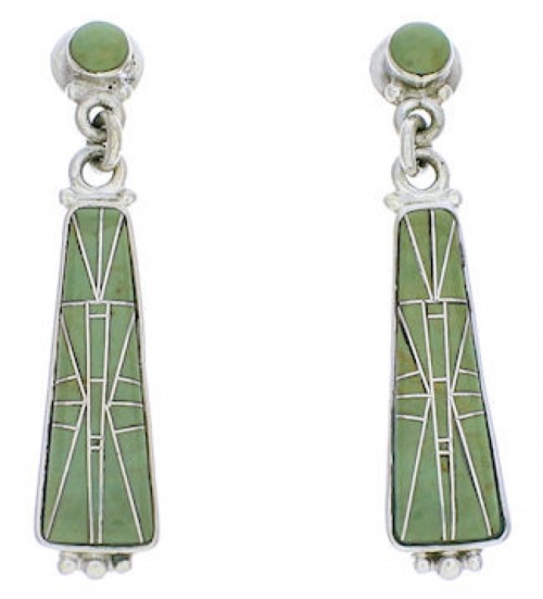 Southwest Turquoise Inlay Post Dangle Earrings PX24166