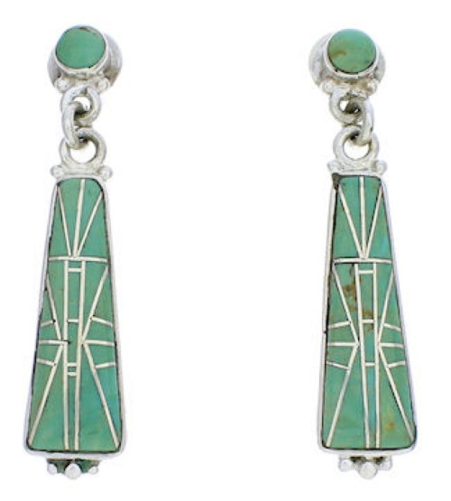 Turquoise Silver Post Dangle Earrings PX24168