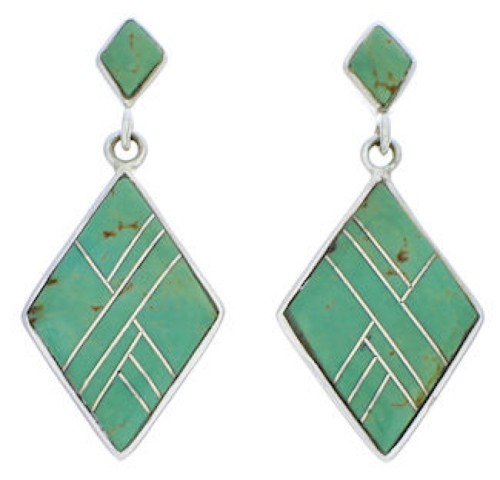 Post Dangle Turquoise Inlay and Sterling Silver Earrings PX24184