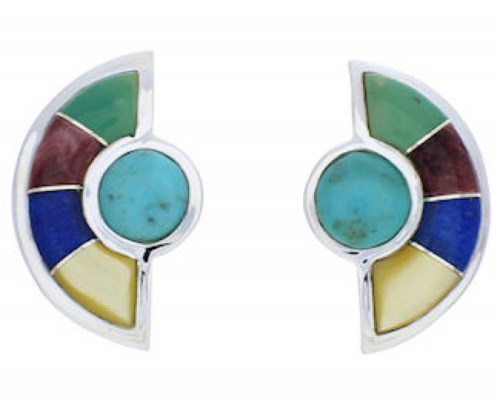 Southwestern Silver and Turquoise  Multicolor Post Earrings PX24222