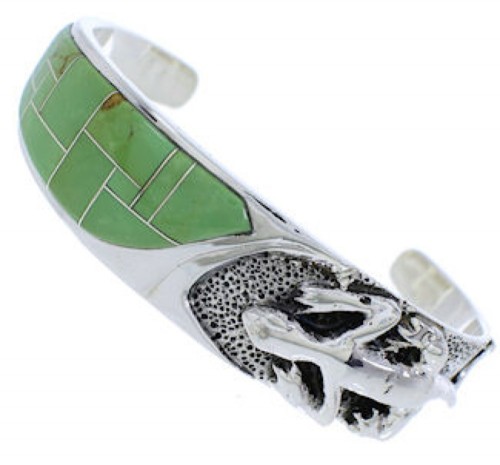 Lizard Sterling Silver Turquoise Inlay Cuff Bracelet FX27531