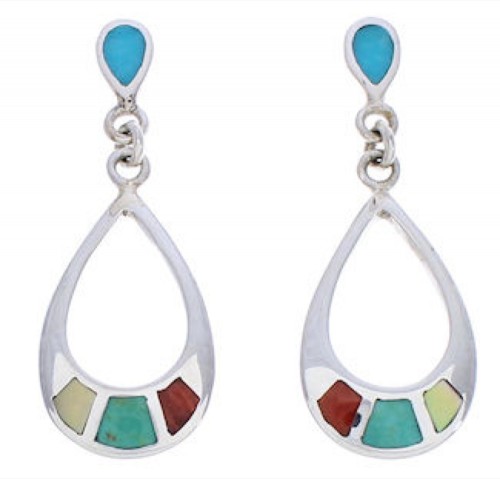 Sterling Silver Multicolor Post Earrings Southwestern Jewelry JX23900