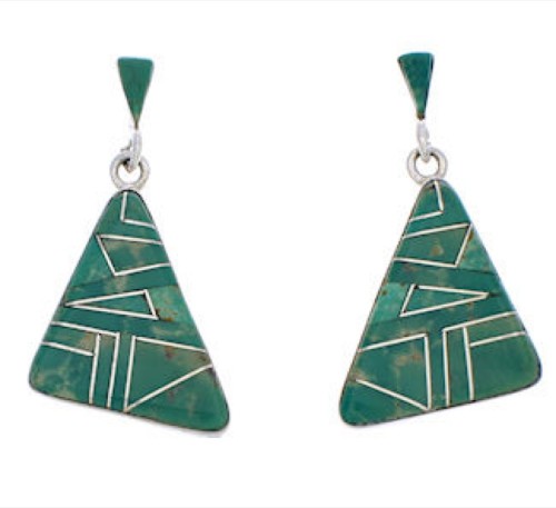Southwest Jewelry Turquoise Inlay Post Dangle Earrings JX24146