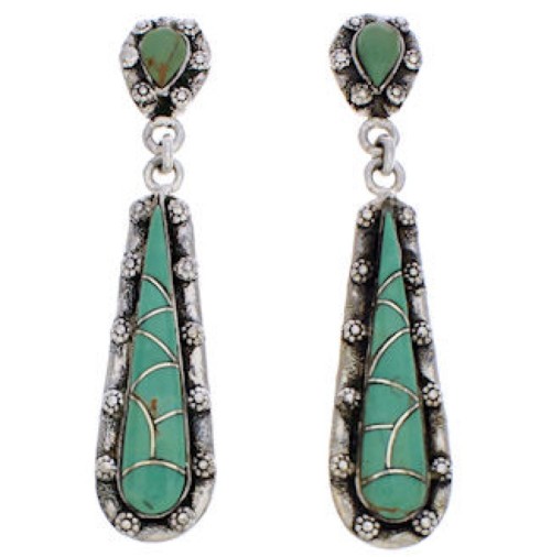 Southwestern Jewelry Turquoise Inlay Post Dangle  Earrings JX24161