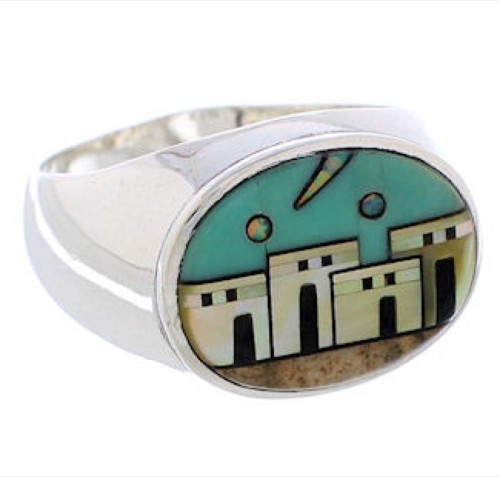 Native American Design Silver Multicolor Ring Size 12-1/4 PX42283