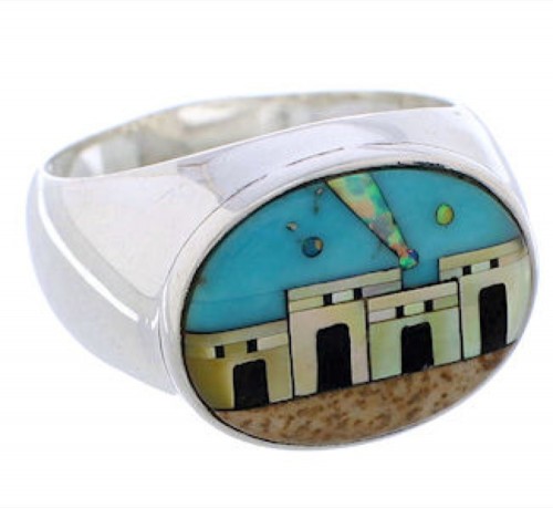 Native American Village Design Multicolor Ring Size 10-1/2 PX42298